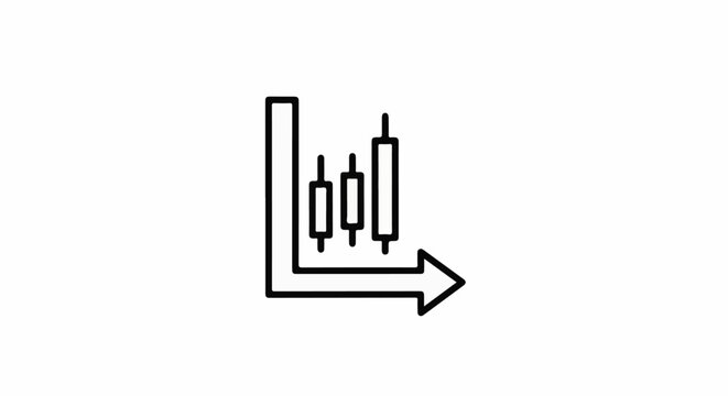 A linear graph with a downward trend and three candle stick indicators