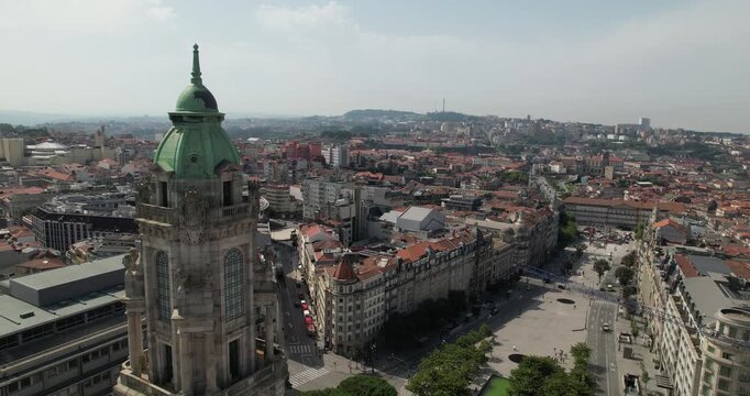 Cityscape View Of Camara Municipal Surrounded By Porto City