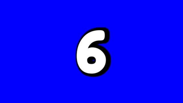 Number 6 sign symbol smoke effects animation motion graphics cartoon on blue screen background for video elements