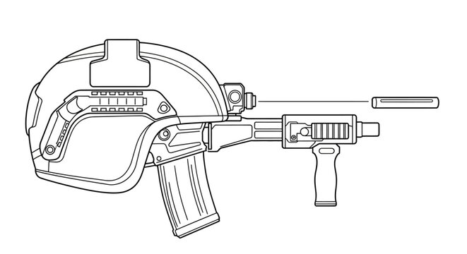 Tactical Helmet with Integrated Weapon System and Magazine