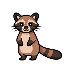 Naklejka premium Cute cartoon raccoon standing upright.