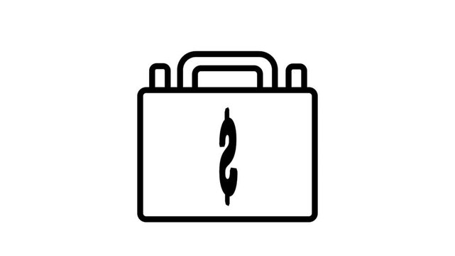 Animated medical briefcase icon with a heartbeat symbol representing emergency first aid, healthcare mobility, and professional medical equipment storage.