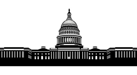 Fototapeta premium United States Capitol Building Silhouette, Washington DC Landmark, Government Architecture