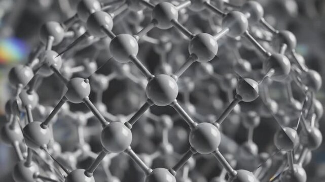 Diamond structure, molecular structure and gemstone. A visual and microscopic look at the gem's composition, light reflection, and internal arrangement.