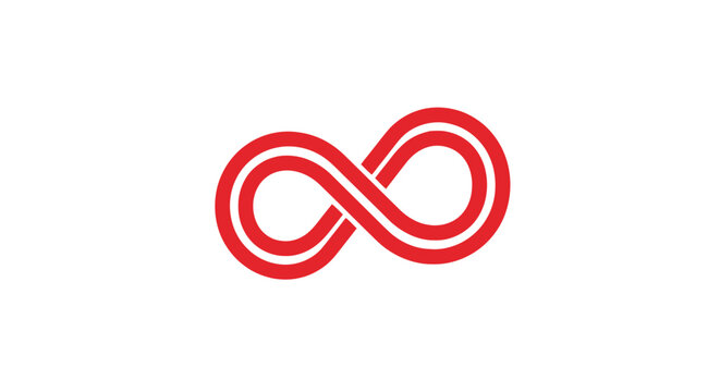 Red infinity symbol logo icon.