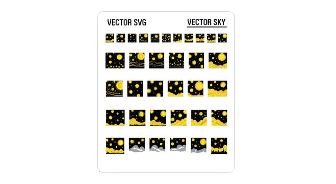 Vector Sky Collection: Starry Night, Moonlit Landscapes, and Celestial Backgrounds
