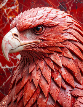 close up of a red eagle