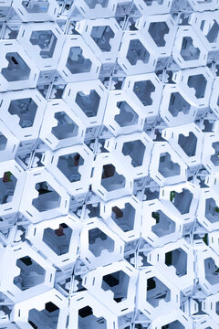Abstract white geometric lattice pattern modern architectural background texture