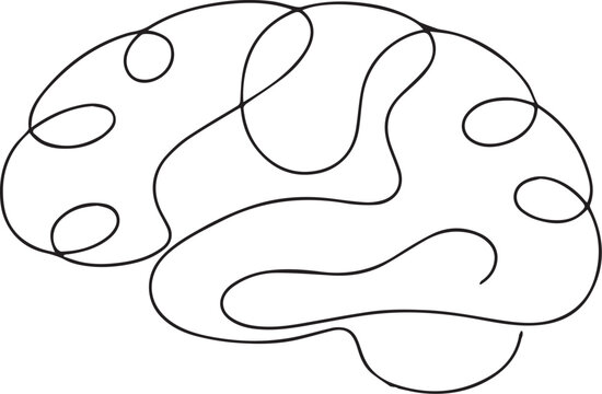 Minimalist Brain Neural Network One Line Illustration
