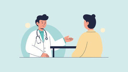 Fototapeta premium Doctor consulting patient in modern clinic, healthcare consultation, medical advice