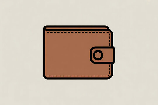 Brown leather wallet icon on beige background