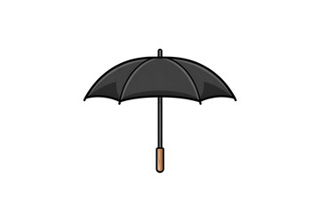 Obraz premium Black umbrella icon with wooden handle