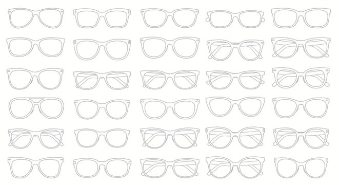 Seamless pattern of diverse eyeglass frames.
