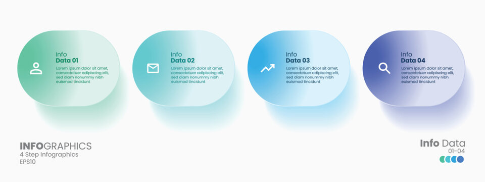 Business minimal Infographics template. Steps timeline with options and marketing icons. Vector timeline infographic with four round connected elements. Design can be used for presentation.