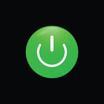 green power button on a black background