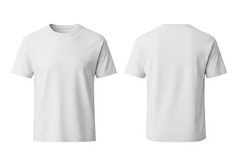 Naklejka premium A pair of plain white t-shirt mockups showing both the front and back views for clothing design