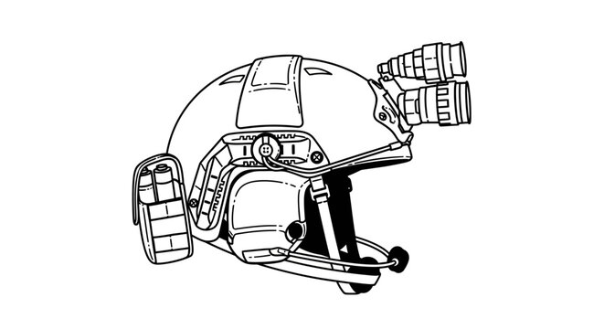 Tactical Helmet with Night Vision Goggles and Accessories