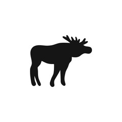 Fototapeta premium Moose Icon Flat Pictogram Symbol Dark Grey on Black – Wildlife Logo Design