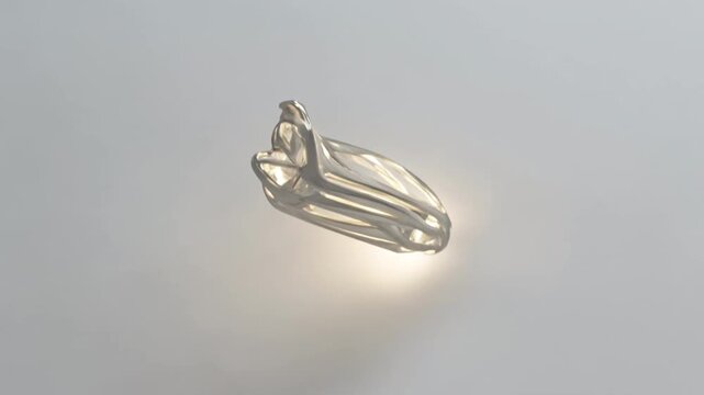 Glowing Metallic Ring Floating In Soft Studio Light.