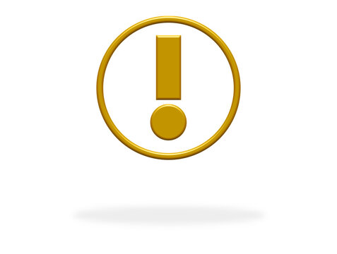 Ausrufezeichen Zeichen in orange mit Schatten