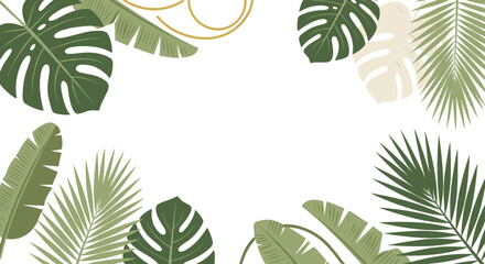A calming graphic of lush tropical leaves conveys a sense of tranquility and natural beauty, ideal for website backgrounds, social media, and serene b © halimah