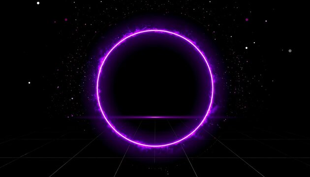 A neon purple circle on a dark background with grid lines