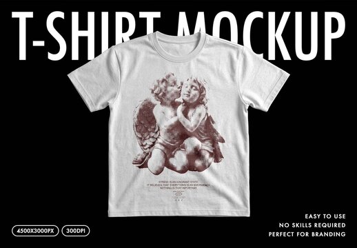 T-Shirt Mockup Front View with Center Print