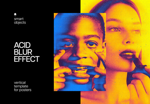 Acid Blur Poster Photo Effect Mockup