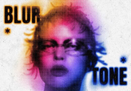 Smear Halftone Photo Effect Mockup