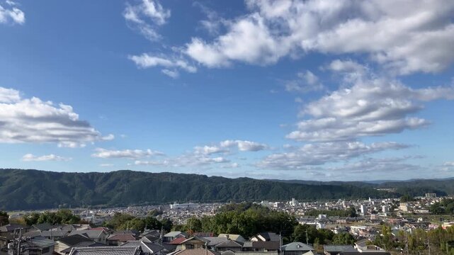 Raw 4K Timelapse of Clouds Moving Diagonally Over Mountain Town (No Audio)