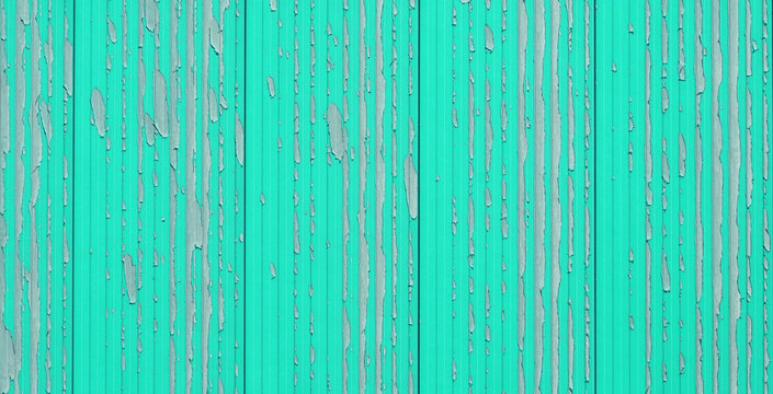 Abgeplatzte gr&uuml;n t&uuml;rkise Farbe auf Metall Lamellen