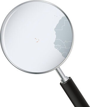 Cape Verde Map Under Magnifying Glass with National Flag