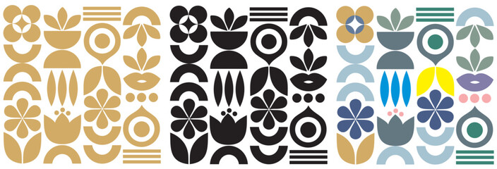 Luxury Gold and Monochrome Floral Ornaments - Decorative Botanical Vector Set © sayed