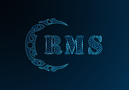 Low poly letter logo RMS design. RMS letter logo low poly vector design on blue color gradient background. RMS logo low poly design