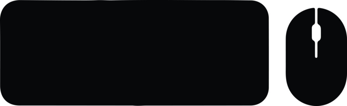 Silhouette computer keyboard and mouse icon set on white background vector design