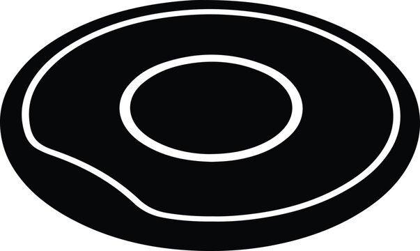 Silhouette flat black icon of a glazed donut isolated vector design