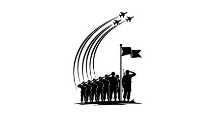 Veterans Salute Flag with Fighter Jets Flyover