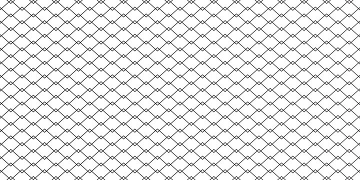 Steel wire chain link fence seamless pattern. Metal lattice with rhombus, diamond shape silhouette. Grid fence background.