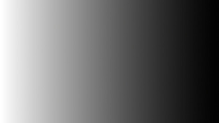 Black to white horizontal gradient abstract background. Smooth grayscale transition. Ombre fade effect from dark right to left. Minimal monochrome backdrop. Noise grain shimmer. Neutral tone gradient © Background & Texture
