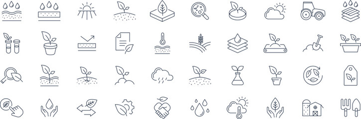 Fototapeta premium Agriculture icons Pixel perfect. Nature, biology, waterAgriculture icons . Nature, biology, water,
