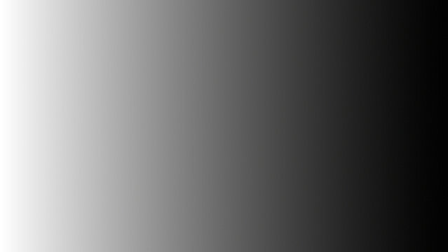 Black to white horizontal gradient abstract background. Smooth grayscale transition. Ombre fade effect from dark right to left. Minimal monochrome backdrop. Noise grain shimmer. Neutral tone gradient
