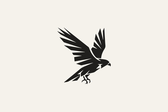 Flying eagle silhouette logo for professional aviation company and corporate leadership brand