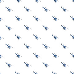 Fototapeta premium Blue isometric helicopters forming a repeating seamless pattern on a white background