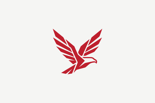 Red geometric flying eagle logo for modern esports team and technology brand identity