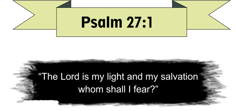 Psalm 27 1 Bible Verse Banner Yellow Ribbon Black Brush Stroke Quote Scripture Christian Religious Graphic Design Element Vector Illustration Transparent Background