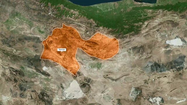 Tehran Iran Province Satellite Map Highlight Animation