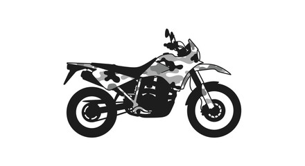 Obraz premium Camouflage Dual Sport Motorcycle - Adventure Bike on White Background