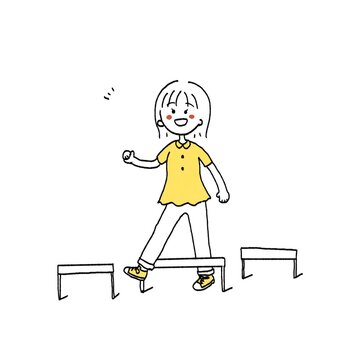 低いハードルを超える女の子のイラスト