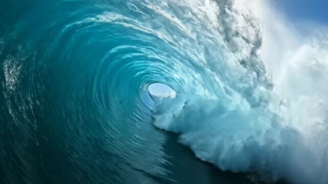 Large ocean wave curling over for environmental projects, nature documentaries, and commercials