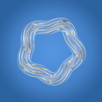 A glass torus with transparency on a blue gradient background